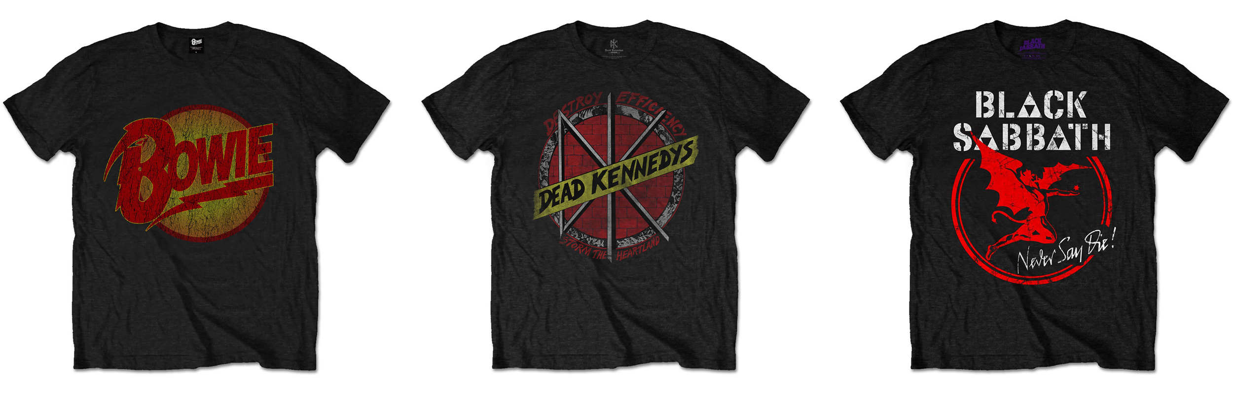 David Bowie, Dead Kennedys & Black Sabbath T-Shirts